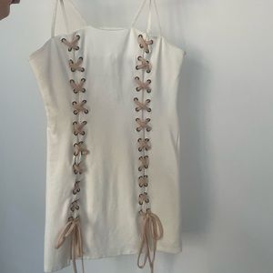 Revolve hours brand mini dress white pink corset detail summer sexy club party